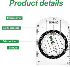9 Pieces Orienteering Compass Hiking Backpacking Camping Compass Map Reading Out