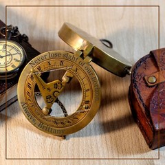 Personalized Custom Engraved Working compass with leather case, Gift for Husband