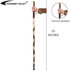 Durable 55-Inch Handcrafted Wood Hiking Stick with Comfort Grip & Rubber Tip