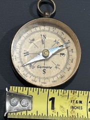Brass Compass, Possibly Boy Scout, 1 3/4″ With Attachment For Chain, No Cover