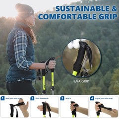 2X Collapsible Trekking Hiking Poles Folding Walking Sticks Lightweight Aluminum