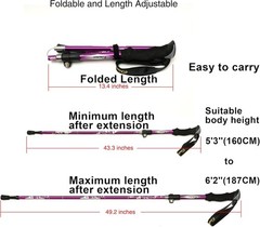 Aluminum Collapsible Ultralight Travel Trekking Hiking Pole For Men and Women