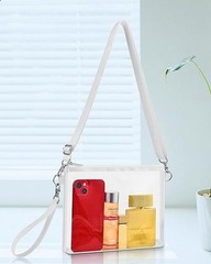 Clear Bag for Stadium Events, Clear Purse with Detachable Strap, Sports White