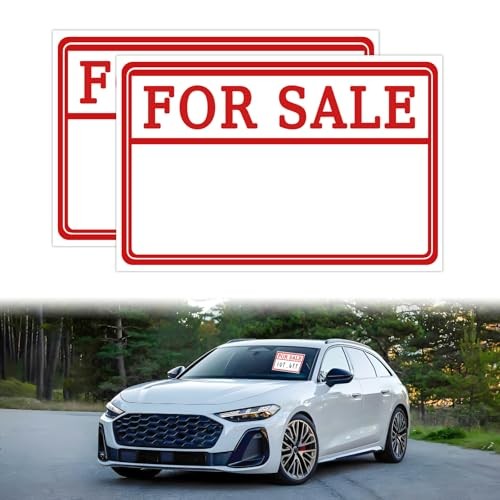 2-Pack Automotive Decals 12×8 Inch For Sale Sign Stickers, Self-Adhesive