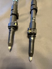 Pair Carbon Adjustable Trekking Poles Black Blue Foam Grip Wrist Straps
