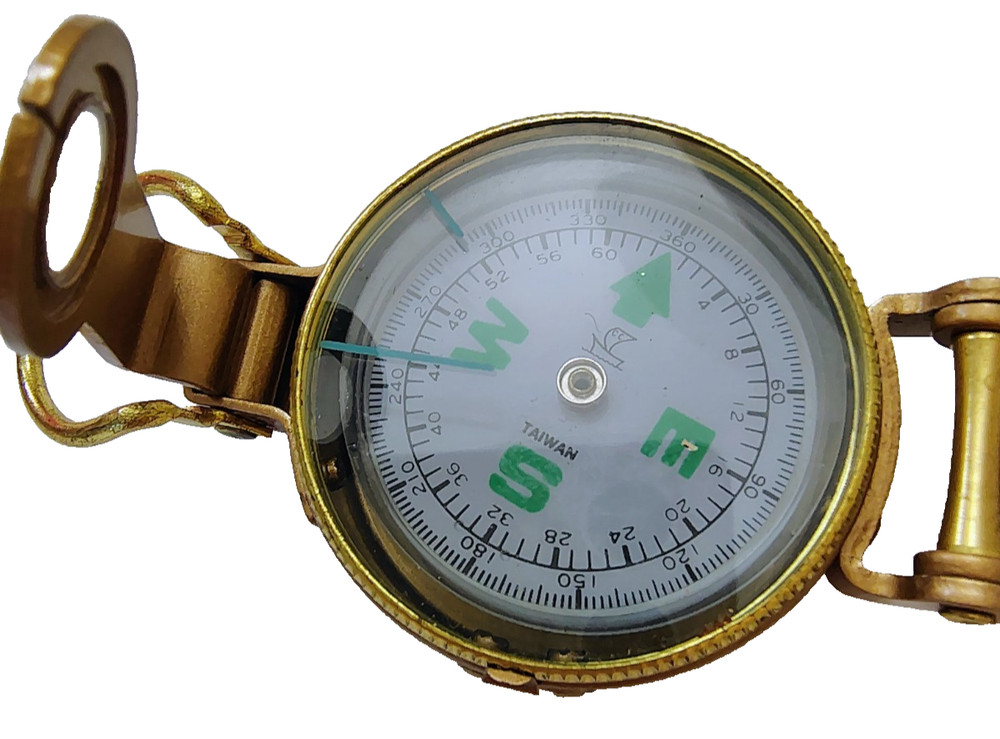 VTG Engineer Directional Lensatic Pocket Compass Gold Tone Military