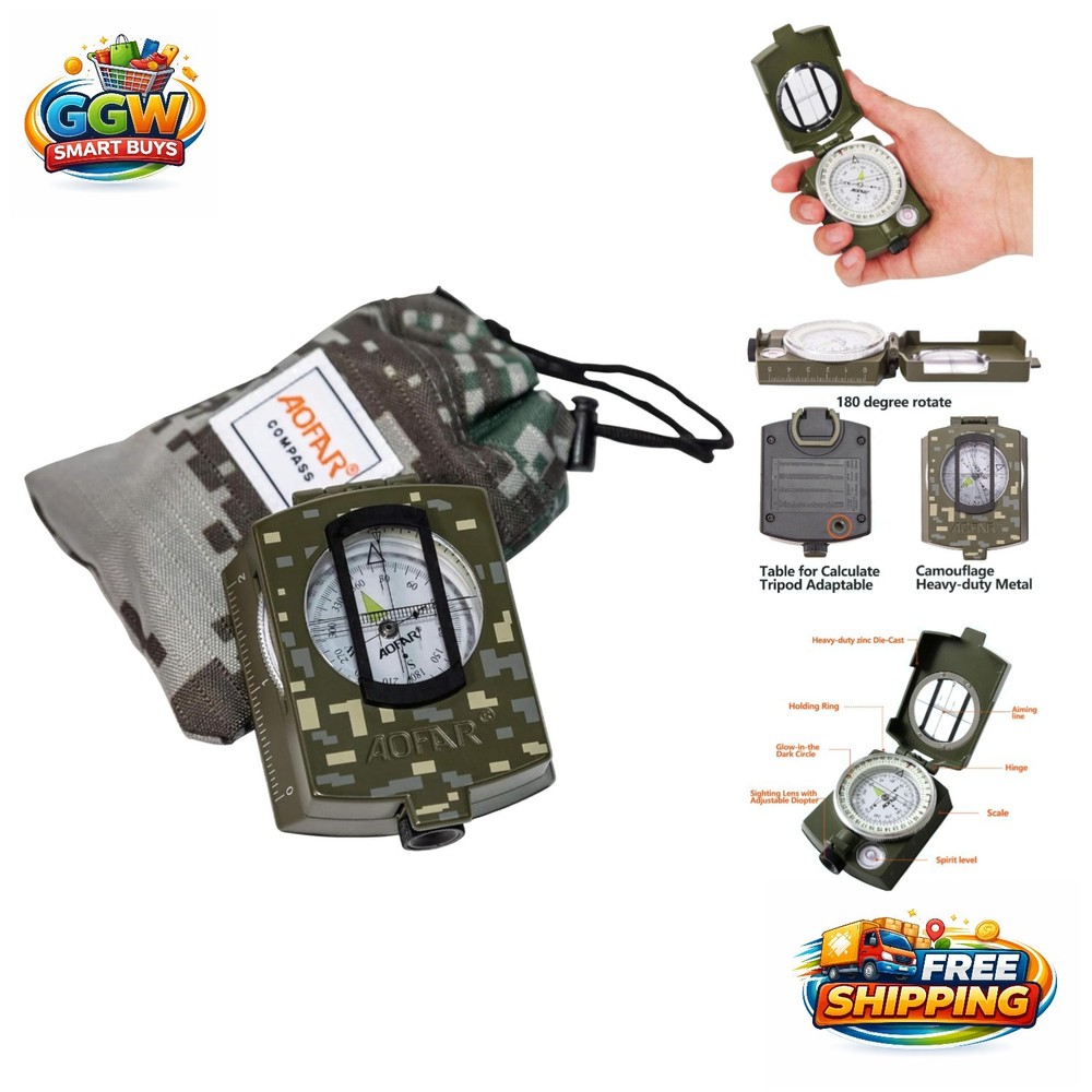AF-4580 Military Compass – Waterproof & Shakeproof with Map Measurer for Hikers