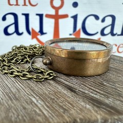 Antique Finish Brass Compass, Small Open Face Pocket Compass, Necklace, Keychain