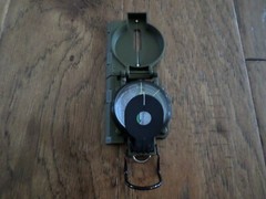 U.S MILITARY STYLE METAL COMPASS LIQUID FILLED SLIDE RULER WITH NYLON OD POUCH