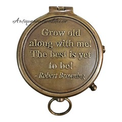 Robert Browning Engraved Antique Brass Compass – Personalized Gift for Couples