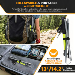 Pair of 2 Collapsible Telescopic Walking Trekking Poles Hiking Sticks Alpenstock