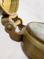 Gold Brass Style Lensatic Pocket Compass Japan Mid Century Hiking Gear Vintage