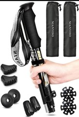Trekking Aluminum Hiking Adjustable Poles Collapsible Lightweight, 2 Pack