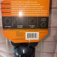 Cascade Mountain Tech Lock Cork Grip Trekking Poles NEW Model# TPALQLCORK2