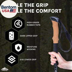 Lightweight Aircraft-Grade Aluminum Trekking Poles with Extended down Grip plus