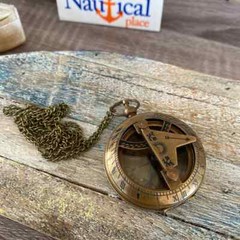 Brass Sundial Compass w/ Optional 27″ Necklace Chain – Gold, Silver, Antique