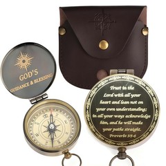 Trust in The Lord Compass – Proverbs 3: 5-6 Engraved Compasses, Wood Box Gree…