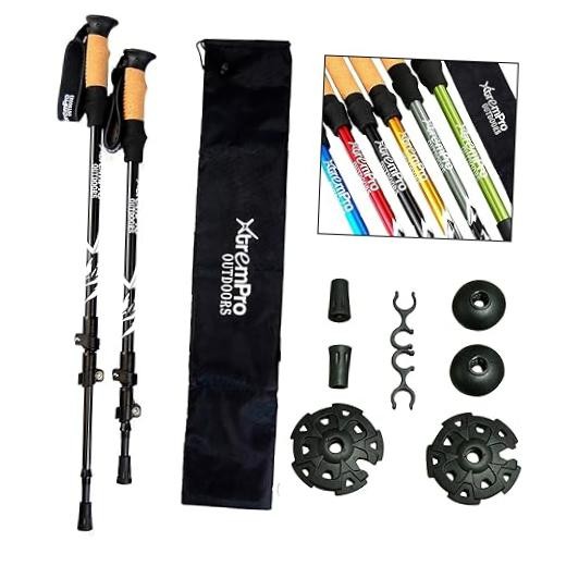 2 Pcs Trekking Poles,Aluminum Lightweight Collapsible Hiking Poles for Black
