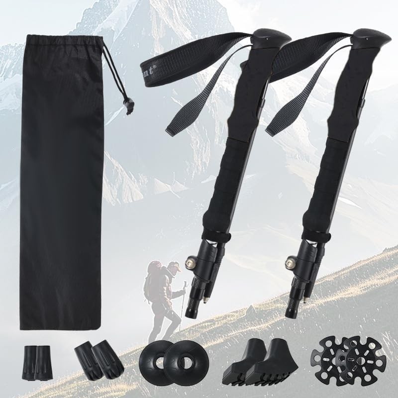 Carbon Fiber Hiking Poles 2pcs, Collapsible Nordic Trekking Poles,Cork Handle…