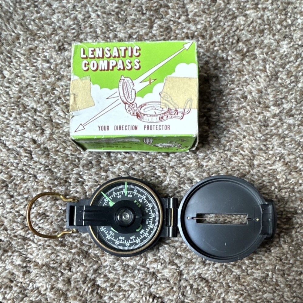 Lensatic Compass Lightweight Hiking Gear Black Direction Sensor Metal w/plastic