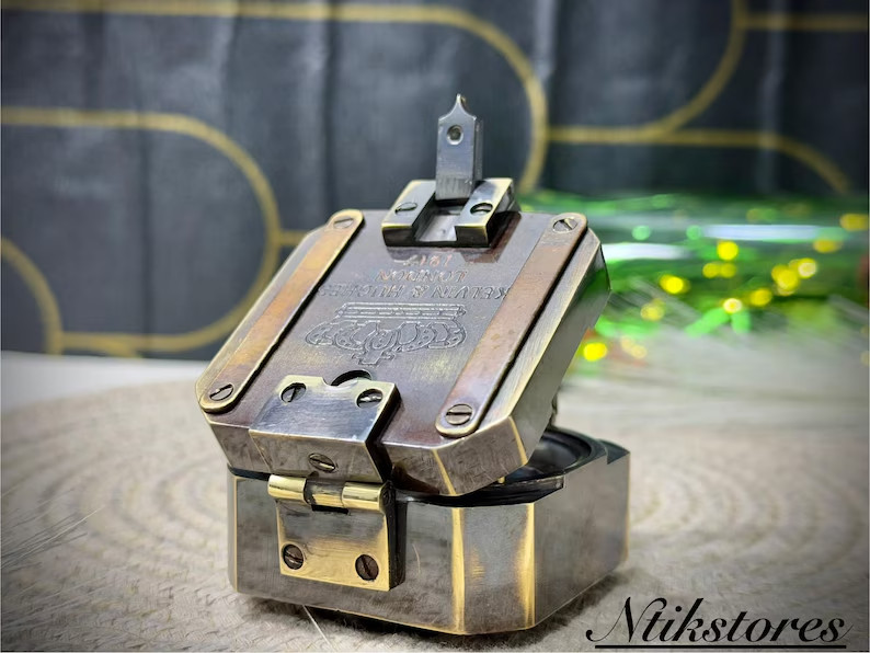 Brass Brunton Compass: Kelvin & Hughes London 1917 Surveying Tool