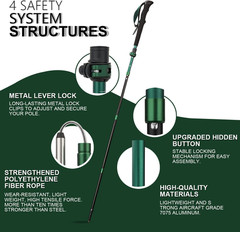 Collapsible Trekking Poles for Hiking – Lightweight Folding Walking Sticks for M