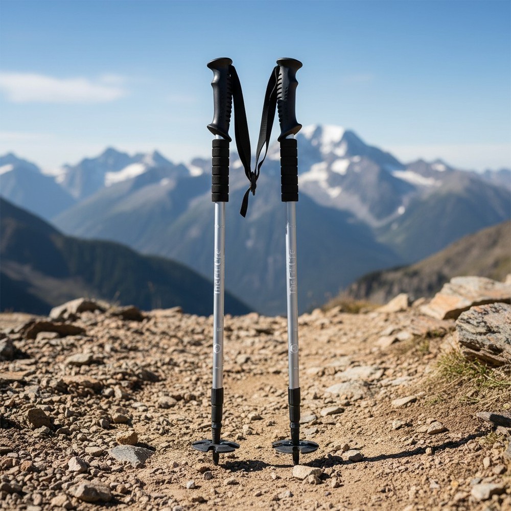 Durable Silver Trekking Poles – Ultralight, Quick Adjustment, Full Accessory Kit