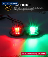 Partsam 2Pcs Marine Boat LED Bow Navigation Lights, Red Green Deck Port Side Sta