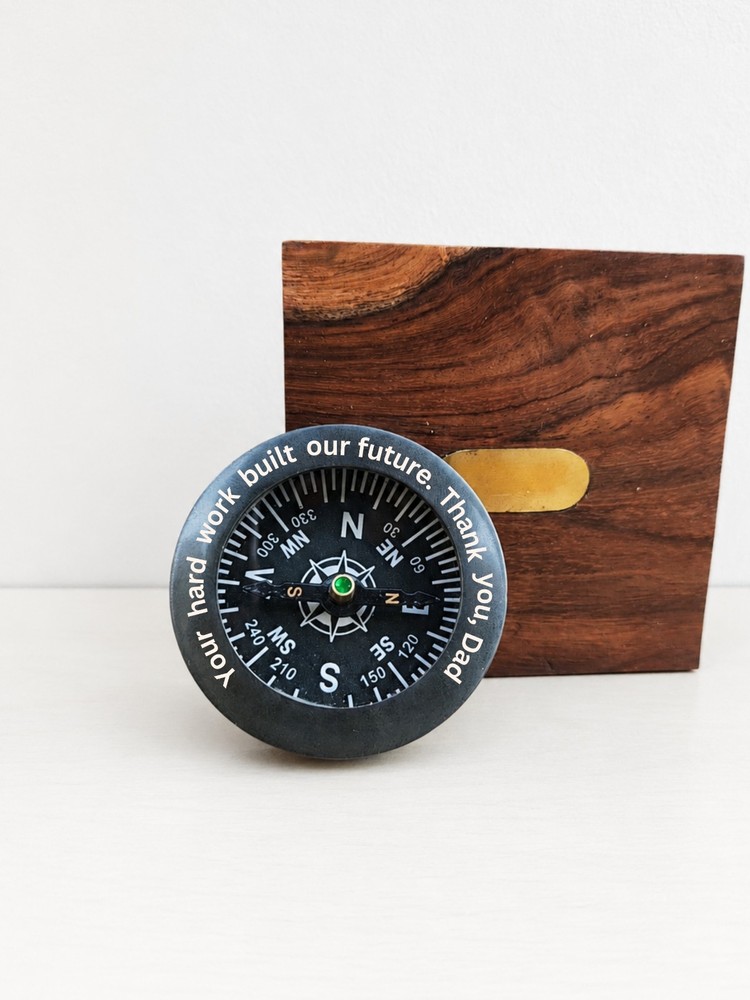 Personalized Engraved Compass Gift for Her Birthday in Wooden Box Keepsake