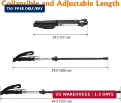 Travel Folding Trekking Hiking Pole with Carrying Case,Collapsible Cane Adjustab