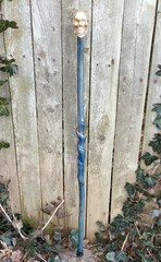 35″ Hand Carved Twisted Elder Walking Stick Cane w/ Brass Skull Top Handle #39