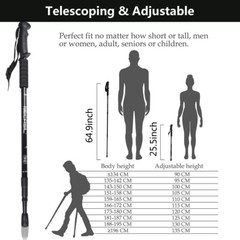 2PACK Trekking Walking Hiking Sticks Poles Adjustable Telescoping Alpenstock