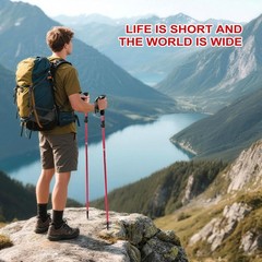 AISUNOURDOOR Lightweight Adjustable Trekking Poles, Aluminum 51inch, Red 2