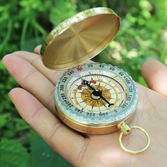 1pc Copper Survival Compass – Glow-in-Dark, Water-Resistant, Camping/Hiking Tool