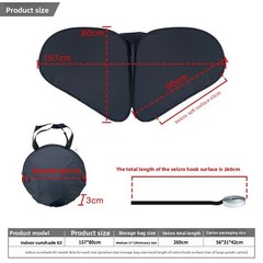Black Indoor Sunshade for Desk 157 x 80 cm Rubber Fabric Light Blocking Design