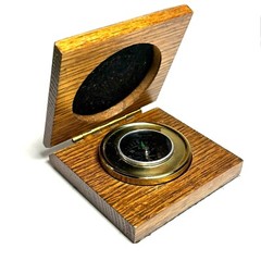 Compass Bank Brass Paperweight Desk Compass Wood Box Gift