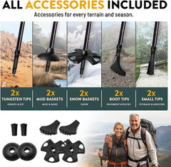 100% Carbon Fiber Trekking Poles by USA Brand – Ultra Strong Lightweight Collaps