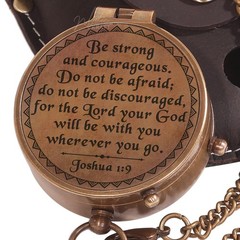 Engraved Brass Pocket Compass Religious Gift Baptism Confirmation Scout