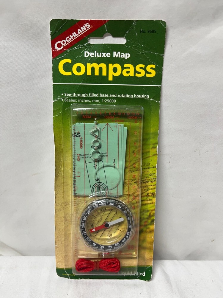 Coghlan’s Map Compass Deluxe W/ Lanyard PACKAGE SHOWS WEAR