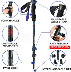Collapsible Trekking Poles for Hiking 2 Pack Adjustable Aluminum Lightweight