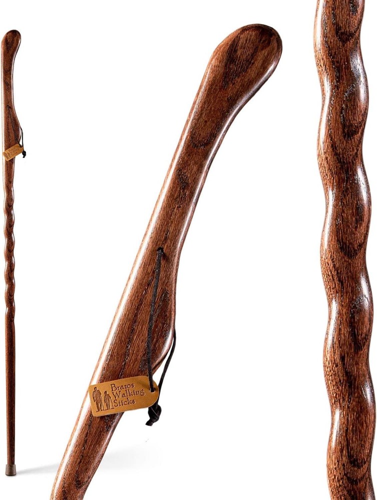 Handcrafted Wood Walking Stick, Twisted Oak, Hitchhiker Style Handle, for Men…