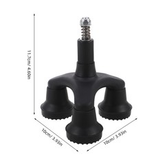 Set of 3 Reusable Walking Cane Tripod Tips Black Plastic Non Slip Support