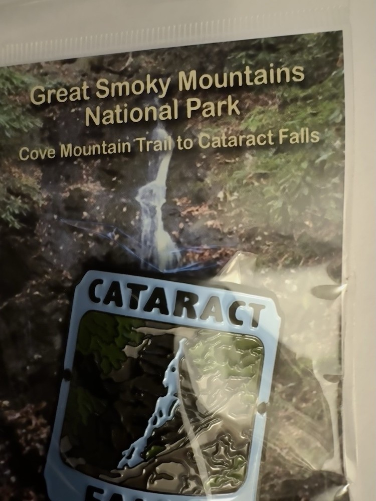 Cataract Falls Trail. Hiking Stick Medallion. GSM National Park.