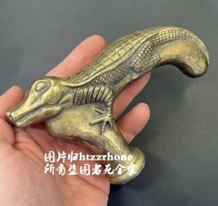 Brass Crocodile Walking Stick Cane Handle Top Topper Hand Grip Holder Decor