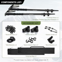 Lightweight Carbon Fiber Hiking Poles – 6.07oz Nordic Trekking Sticks, EVA Grips