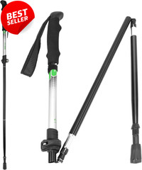 Folding Trekking Pole Adjustable Walking Stick Portable Mobility Aid Black – US