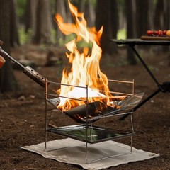 Stainless Steel Outdoor Grill with Detachable Mesh Bowl for Portable Camping