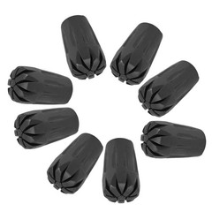 8Pcs Black Rubber Trekking Cane Protectors with Metal Gasket for Hiking Poles