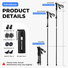 Trekking Poles for Hiking – Collapsible Lightweight 7075 Aluminum Hiking Sticks,