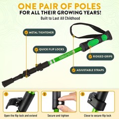 Lightweight Collapsible Kids Hiking Poles with Quick Adjustable Flip Locks